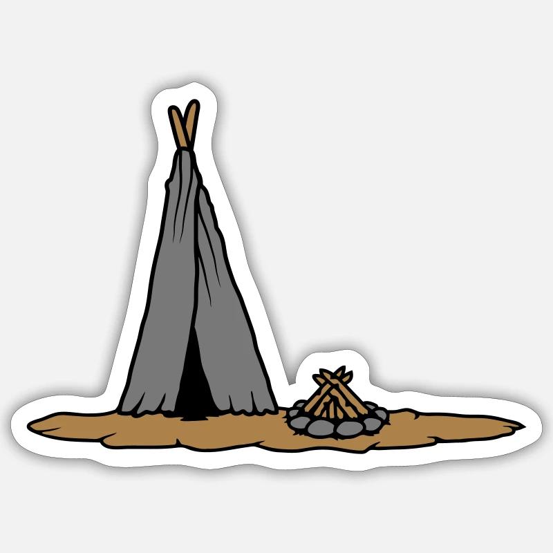 Campfire primitive tent design Sticker size S (10 x 10 cm)