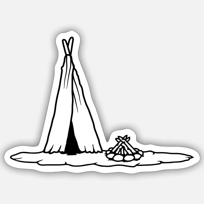 Campground Campfire primitive tent - Sticker size S (10 x 10 cm) - white matte