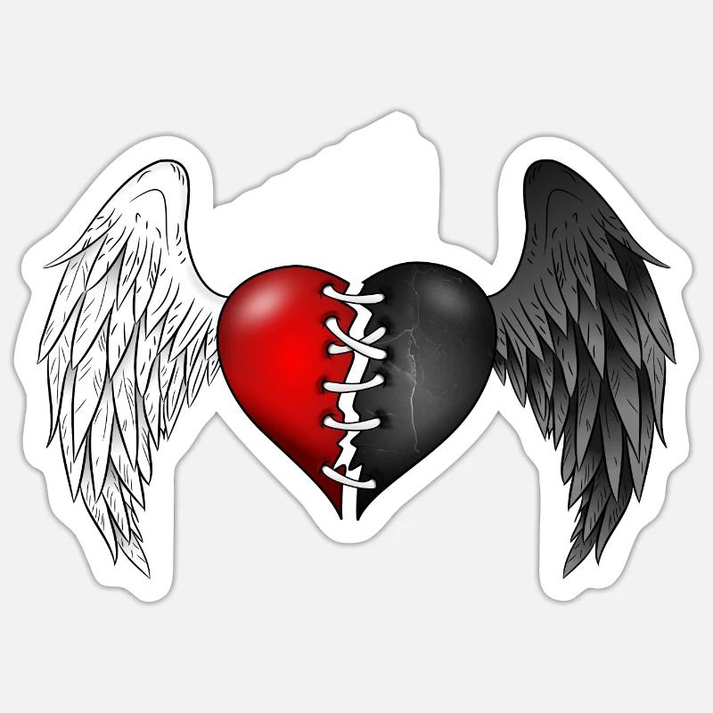 Halb Engel, halb Dämon Sticker Größe S (10 x 10 cm)