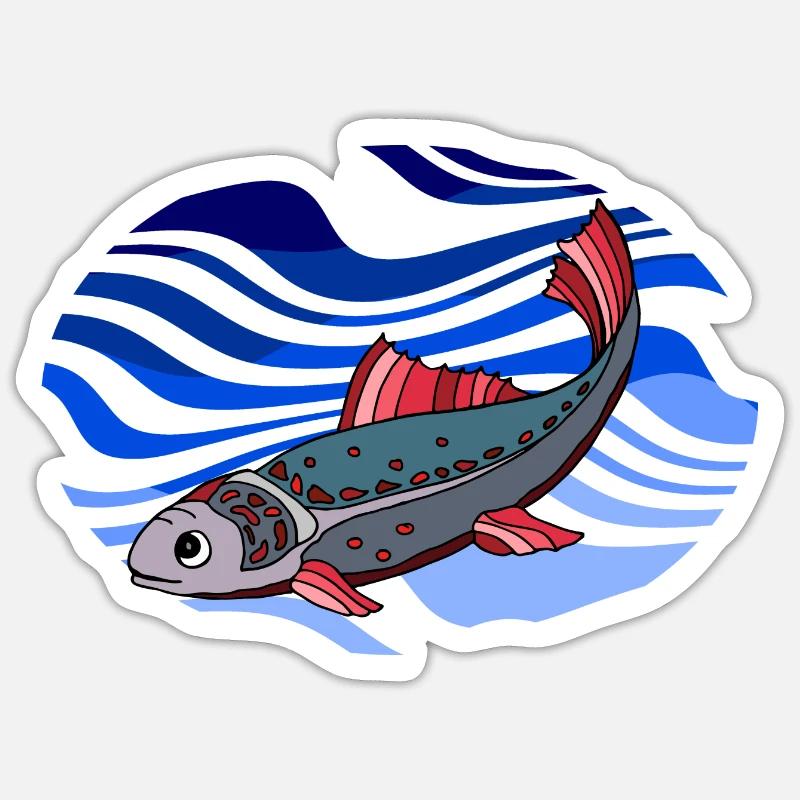 Poisson - Sticker taille S (10 x 10 cm) - blanc mat