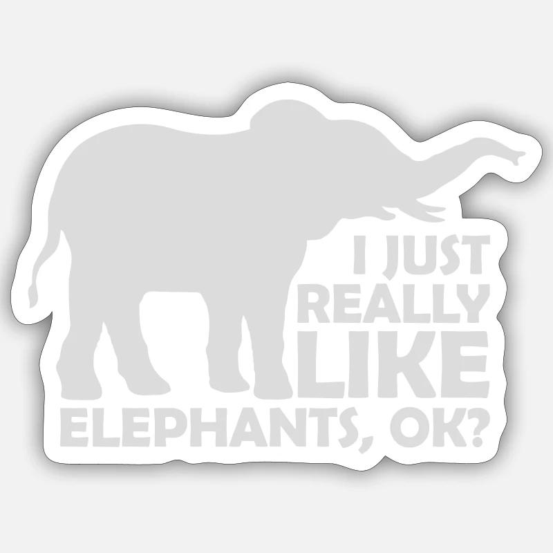 I really like elephants - Sticker size S (10 x 10 cm) - white matte