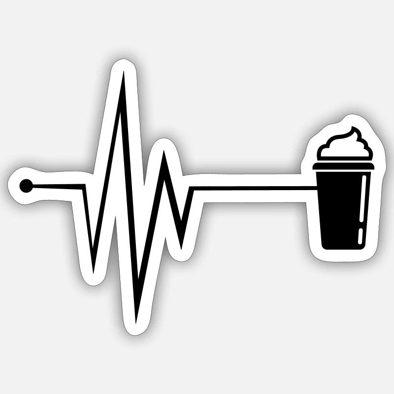 Kaffee Icon Puls - Sticker Größe S (10 x 10 cm) - Mattweiß