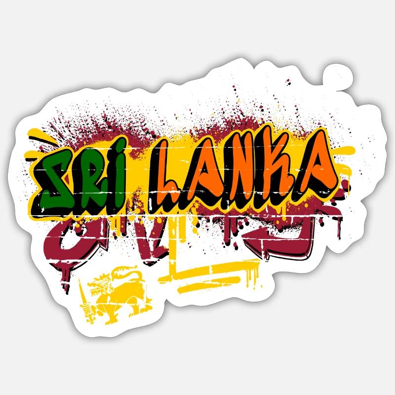Design de graffitis sri-lankais - Sticker taille S (10 x 10 cm) - blanc mat