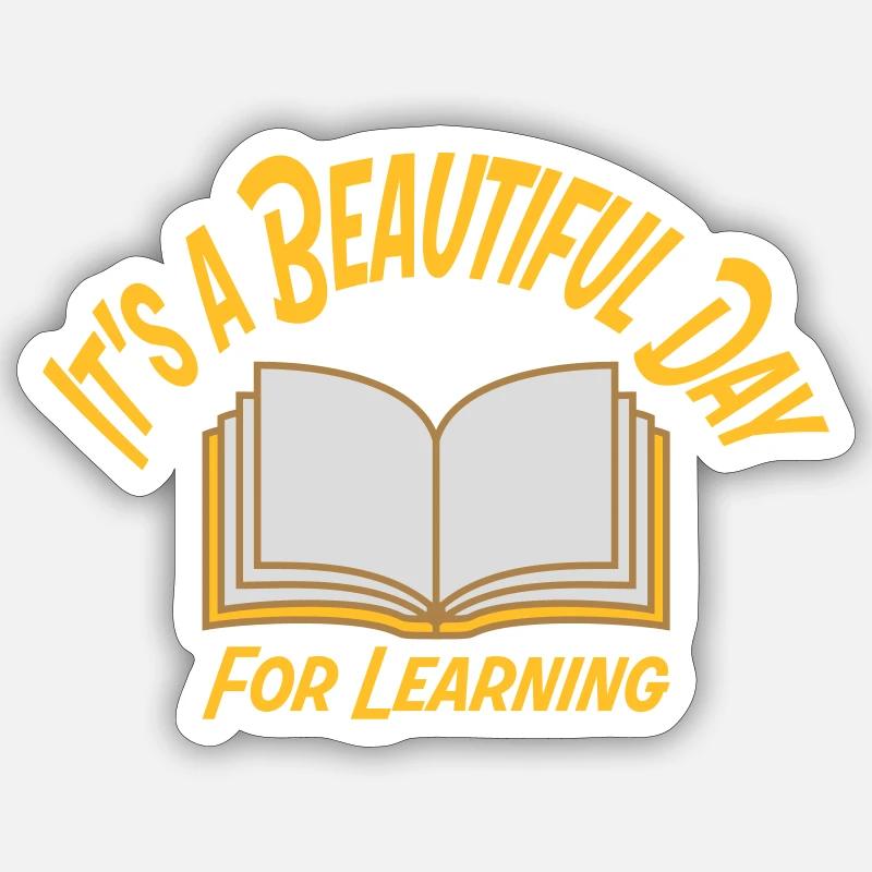 belle journée pour apprendre - Sticker taille S (10 x 10 cm) - blanc mat