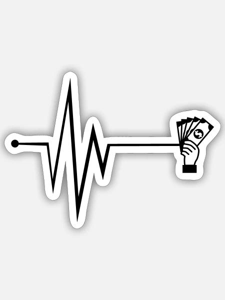 Geld Money Puls - Sticker Größe S (10 x 10 cm) - Mattweiß
