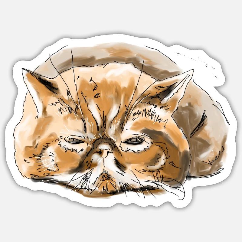 Chat persan - Sticker taille S (10 x 10 cm) - blanc mat