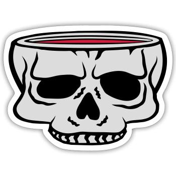 Cartoon Skull Cup Horreur - Sticker taille S (10 x 10 cm) - blanc mat - Devant