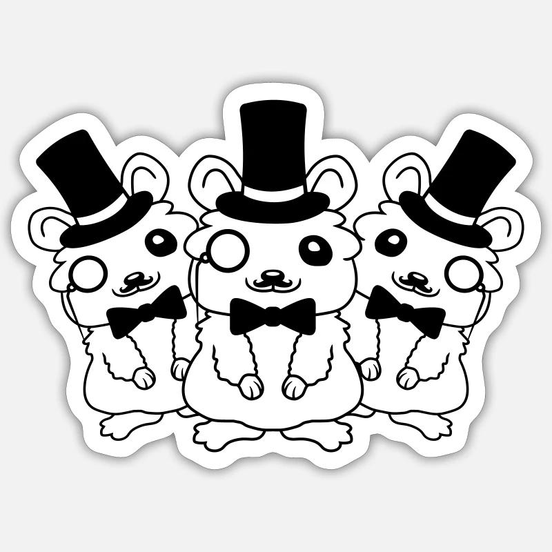 Hamster à cylindre 3 monocles Sticker taille S (10 x 10 cm)