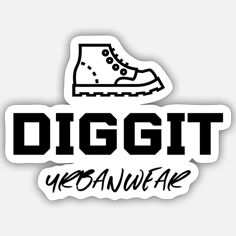 DIGGIT Classic Logo Schwarz - Sticker Größe S (10 x 10 cm) - Mattweiß