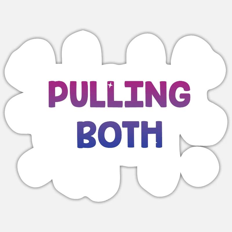 Pulling Both Bisexual LGBTQ Bi Pride Couples Funny - Sticker Größe S (10 x 10 cm) - Mattweiß