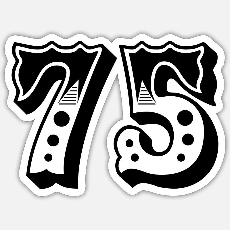 75 - Nombre - Numéro - Sticker taille S (10 x 10 cm) - blanc mat