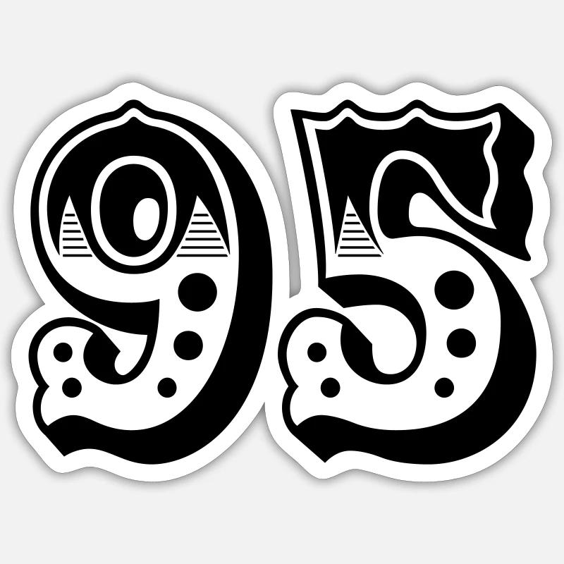 95 - Nombre - Numéro - Sticker taille S (10 x 10 cm) - blanc mat