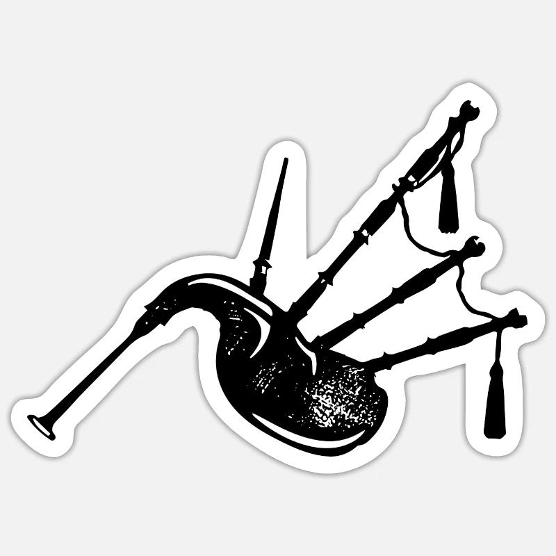 Cornemuse Instrument de musique Cornemuse - Sticker taille S (10 x 10 cm) - blanc mat