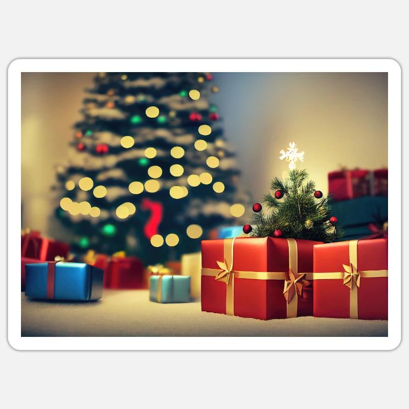 Cadeaux de Noël - Sticker taille S (10 x 10 cm) - blanc mat
