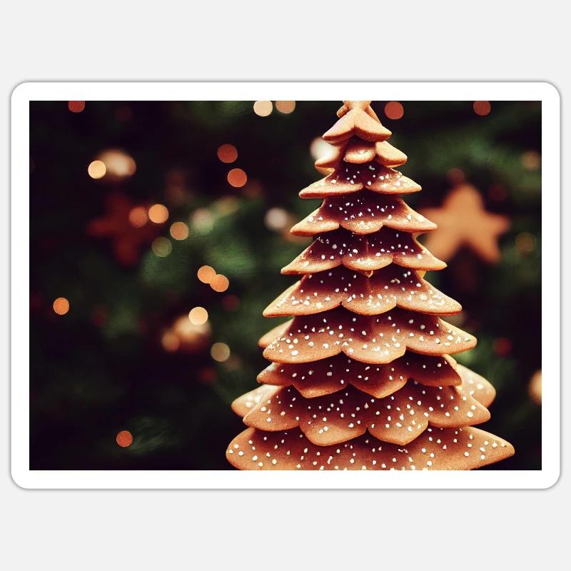 Lebkuchen Weihnachtsbaum - Sticker Größe S (10 x 10 cm) - Mattweiß