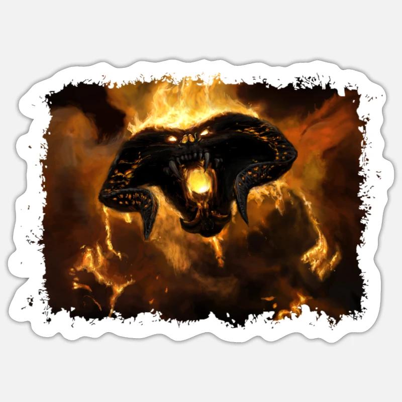 BALR0G Monstre De Feu - Sticker taille S (10 x 10 cm) - blanc mat