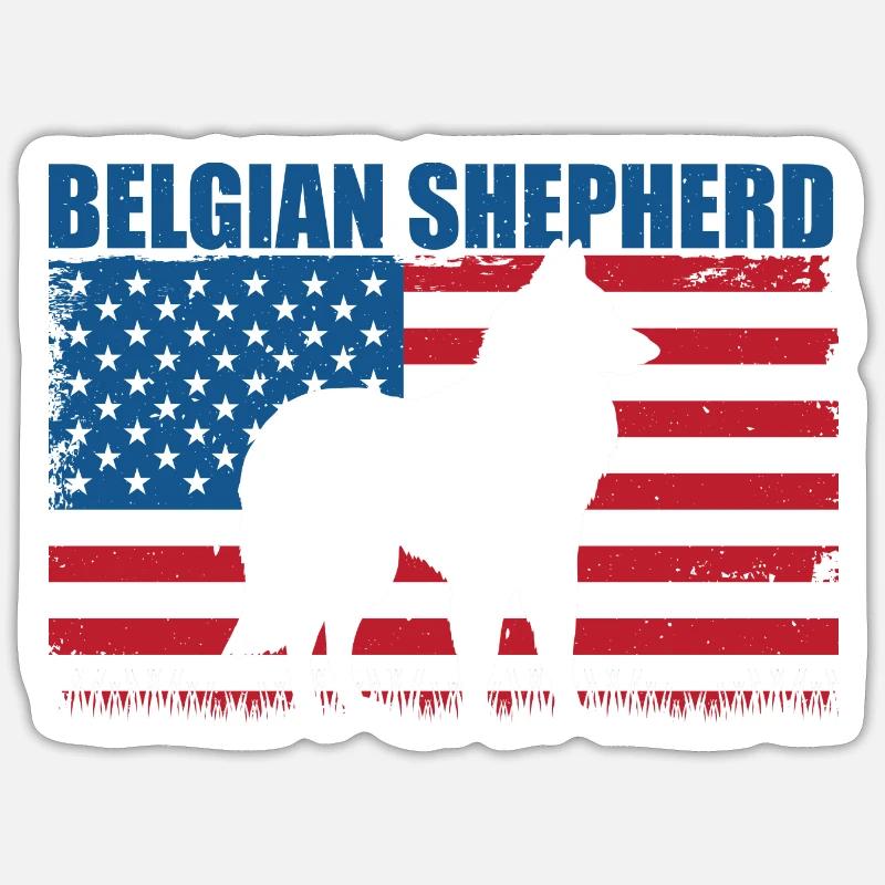 Belgischer Schäferhund - Sticker Größe S (10 x 10 cm) - Mattweiß