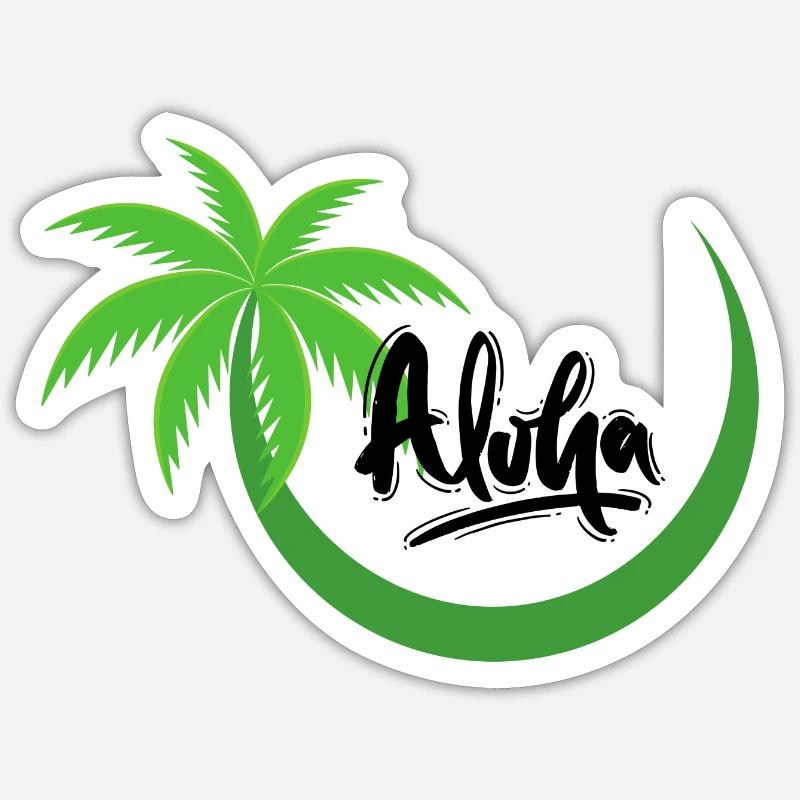 Palmier Aloha - Sticker taille S (10 x 10 cm) - blanc mat
