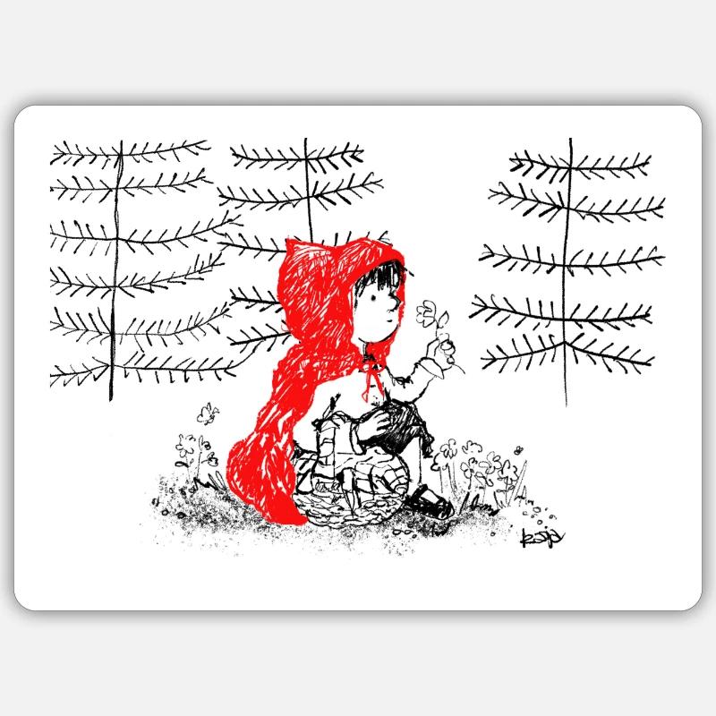 Le Petit Chaperon Rouge - Sticker taille S (10 x 10 cm) - blanc mat