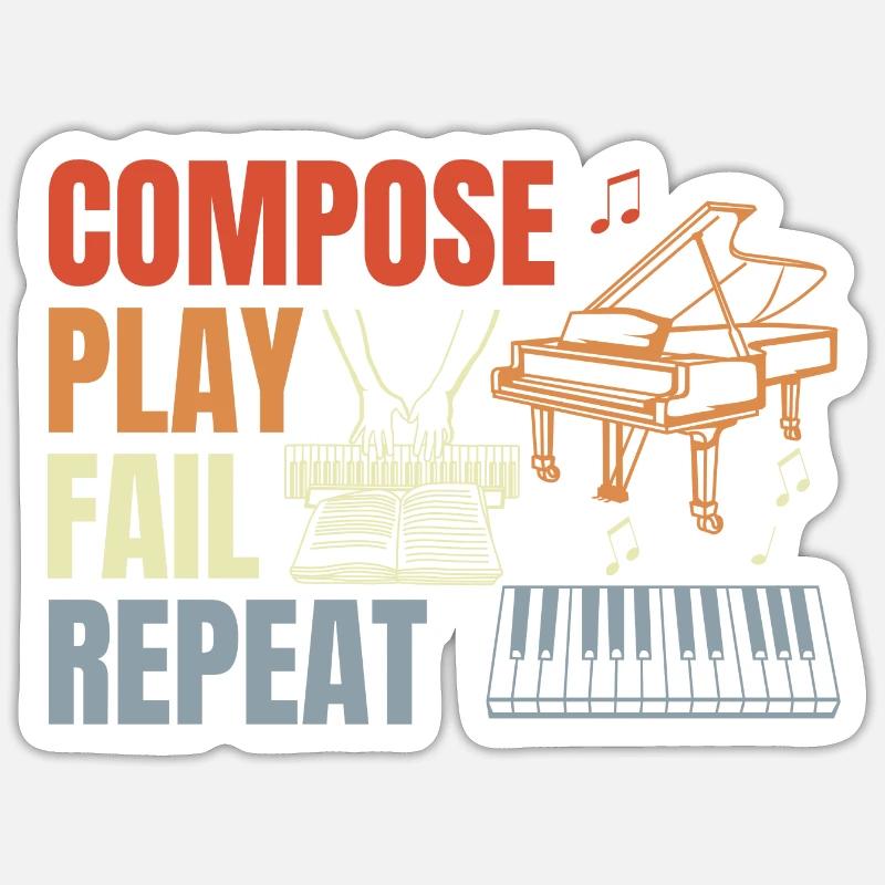 Routine de pianiste - Sticker taille S (10 x 10 cm) - blanc mat