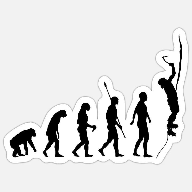 Human evolution, ice climbing, ice climbers Sticker size S (10 x 10 cm)