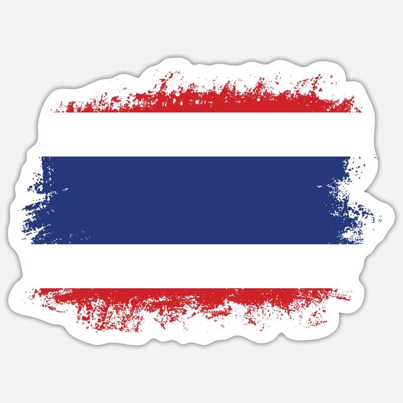 Thaïlande Drapeau Thaï - Sticker taille S (10 x 10 cm) - blanc mat