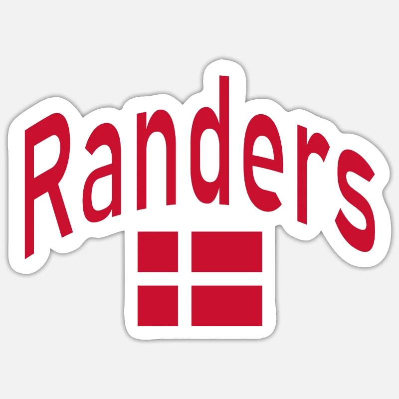 Drapeau Randers Danemark - Sticker taille S (10 x 10 cm) - blanc mat