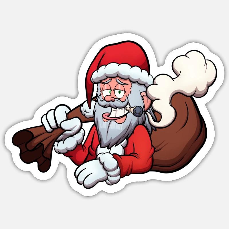 Weihnachtsmann raucht einen Joint Sticker Größe S (10 x 10 cm)