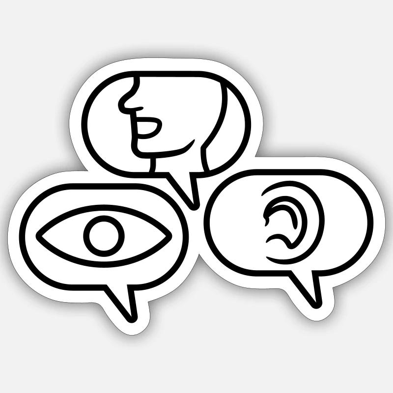 Speech bubbles See Hear Speak Sticker size S (10 x 10 cm)