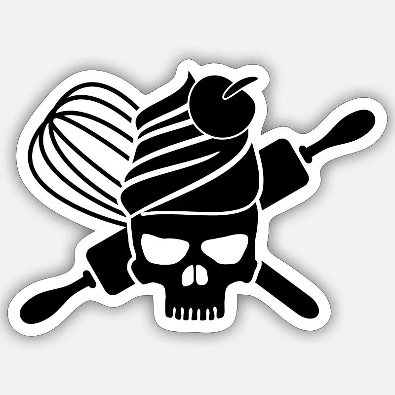 Crâne de cupcake Sticker taille S (10 x 10 cm)
