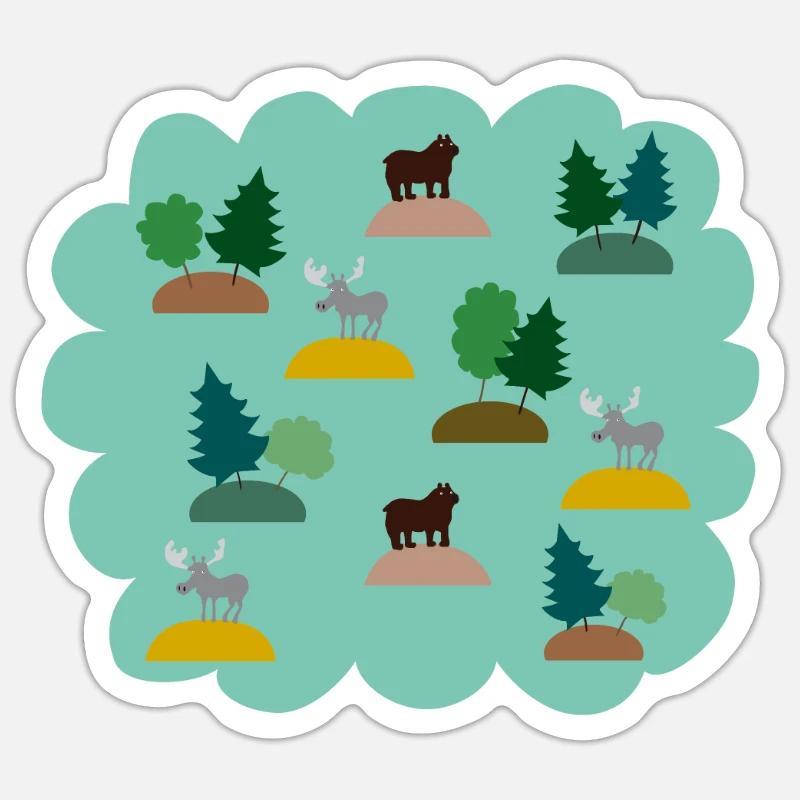 Nice bear and moose Sticker size S (10 x 10 cm)