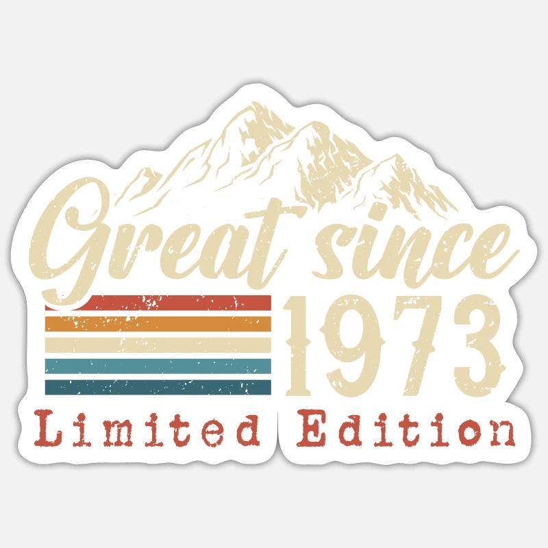 1973 Cadeau d’anniversaire né - Sticker taille S (10 x 10 cm) - blanc mat
