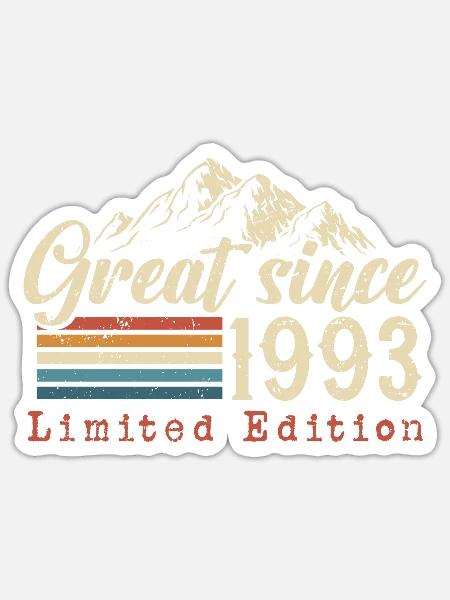 1993 Jahrgang geboren Geburtstag Geschenk - Sticker Größe S (10 x 10 cm) - Mattweiß