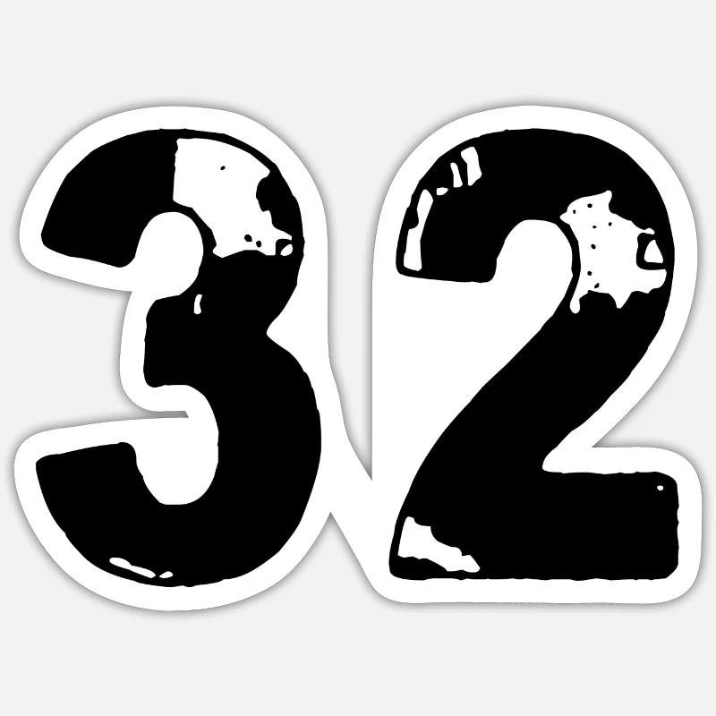 Maillot 32 Numéro - Sticker taille S (10 x 10 cm) - blanc mat