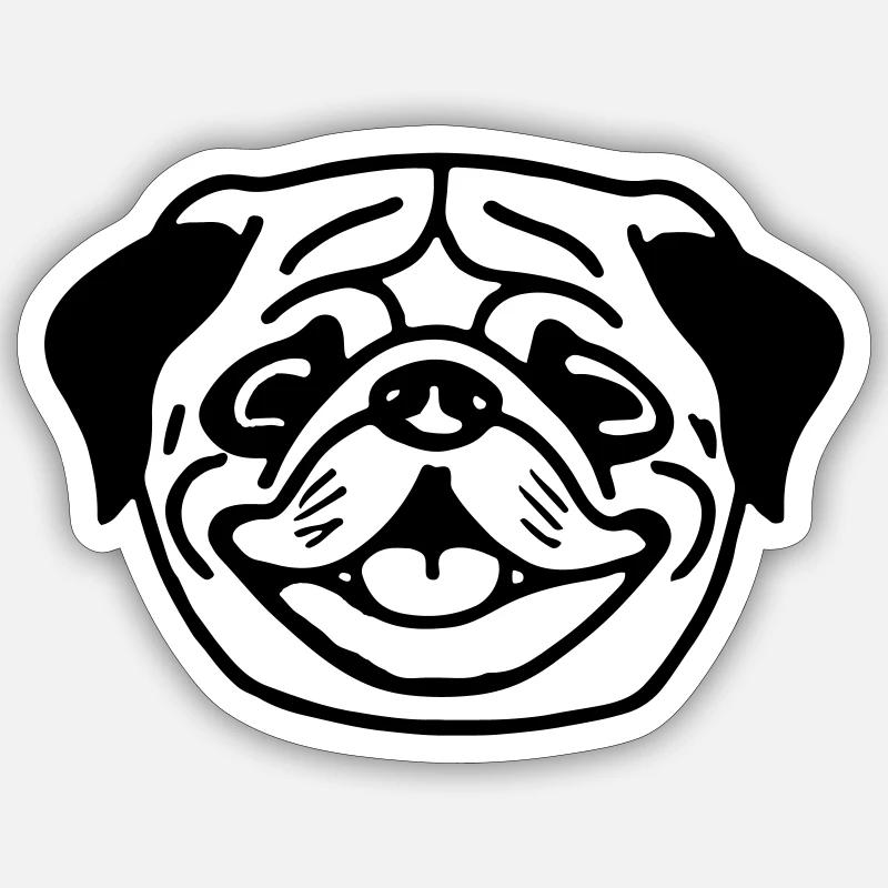 Mops Hund Geschenkidee Vektor - Sticker Größe S (10 x 10 cm) - Mattweiß