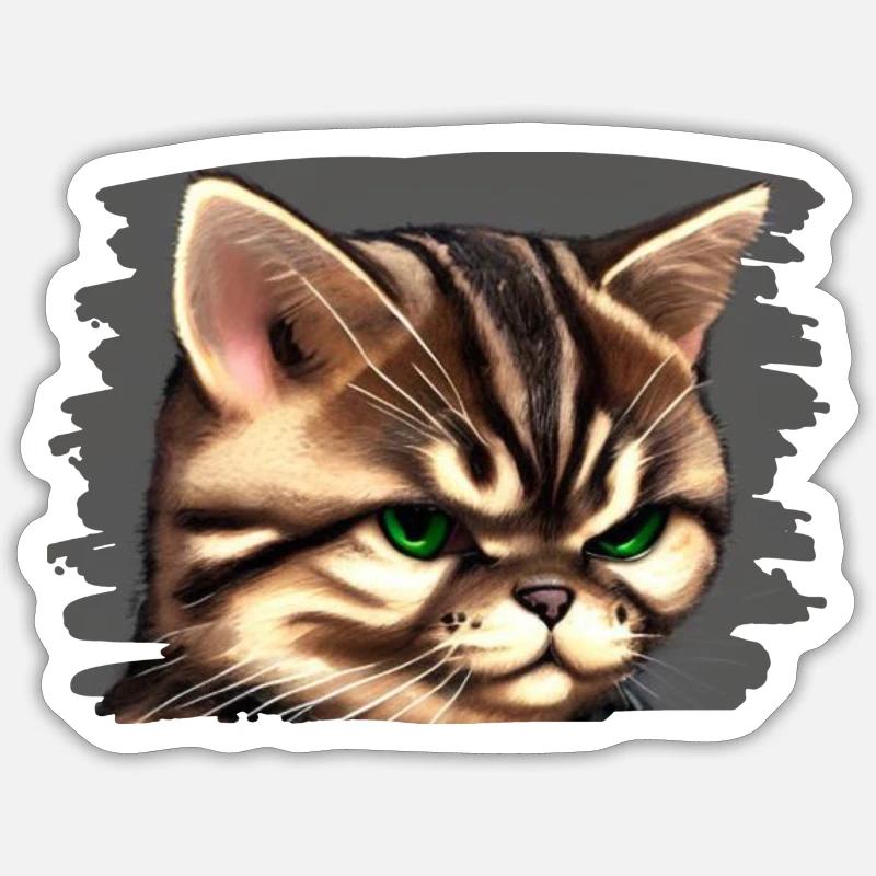 Katzengesicht - Sticker Größe S (10 x 10 cm) - Mattweiß