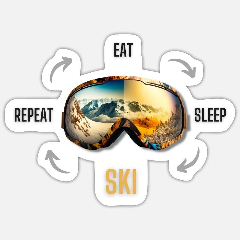 Eat Sleep Ski Repeat - Sticker Größe S (10 x 10 cm) - Mattweiß