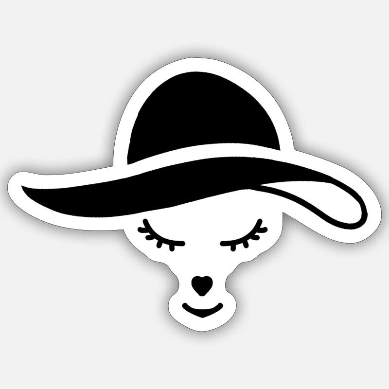 lady en noir - Sticker taille S (10 x 10 cm) - blanc mat