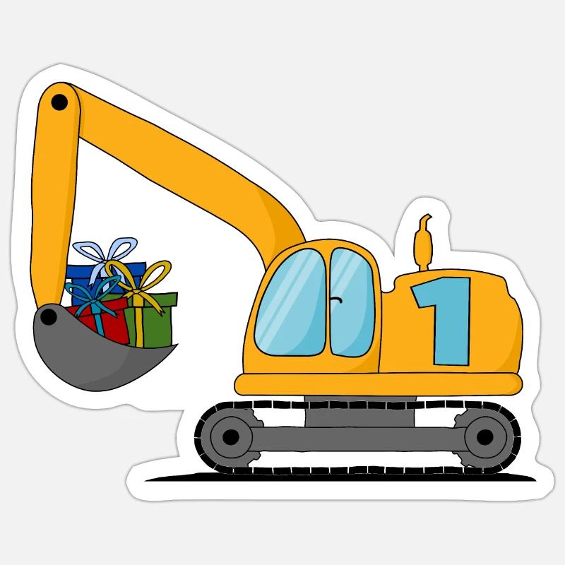 Bagger Kinder 1. Geburtstag Sticker Größe S (10 x 10 cm)