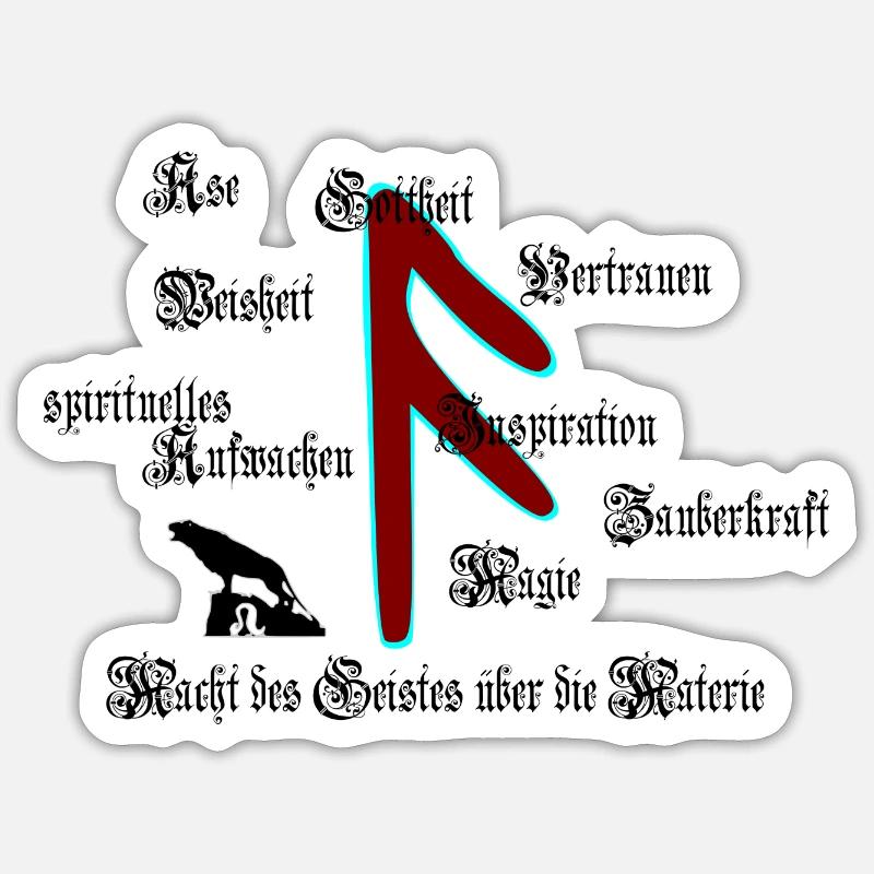 Runa « Ansuz » (ger.) - Sticker taille S (10 x 10 cm) - blanc mat