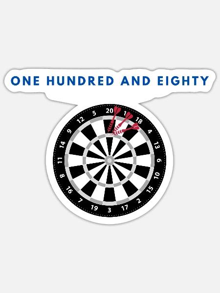 Darts - one hundred and eighty - Sticker Größe S (10 x 10 cm) - Mattweiß