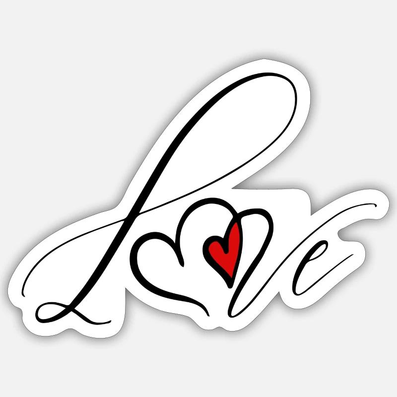LOVE, LIEBE, SEVGI, ASK, HERZ - Sticker Größe S (10 x 10 cm) - Mattweiß
