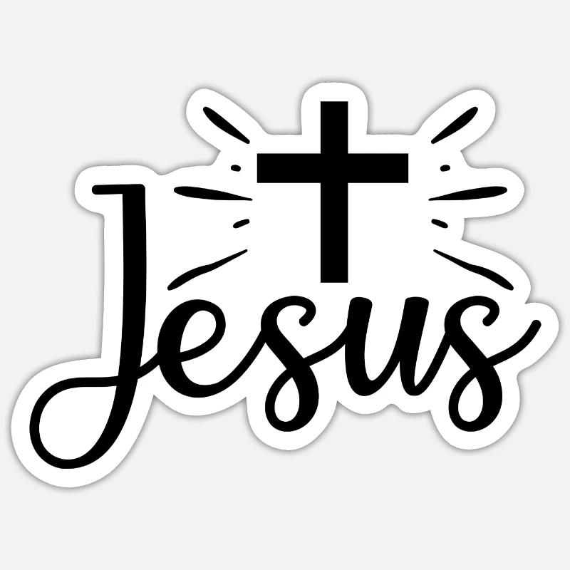 Crucifix Jésus - Sticker taille S (10 x 10 cm) - blanc mat