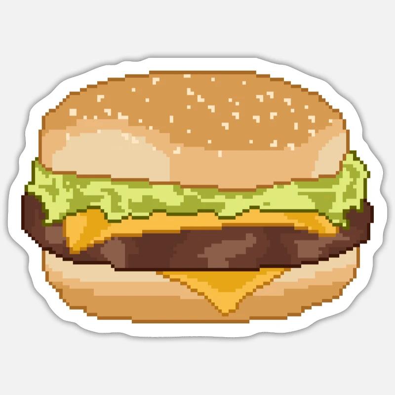 Amburgesa avec double fromage 8bits Sticker taille S (10 x 10 cm)