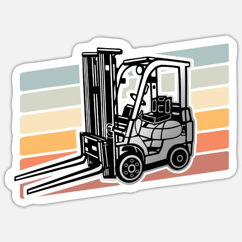 Gabelstapler Stapler - Sticker Größe S (10 x 10 cm) - Mattweiß