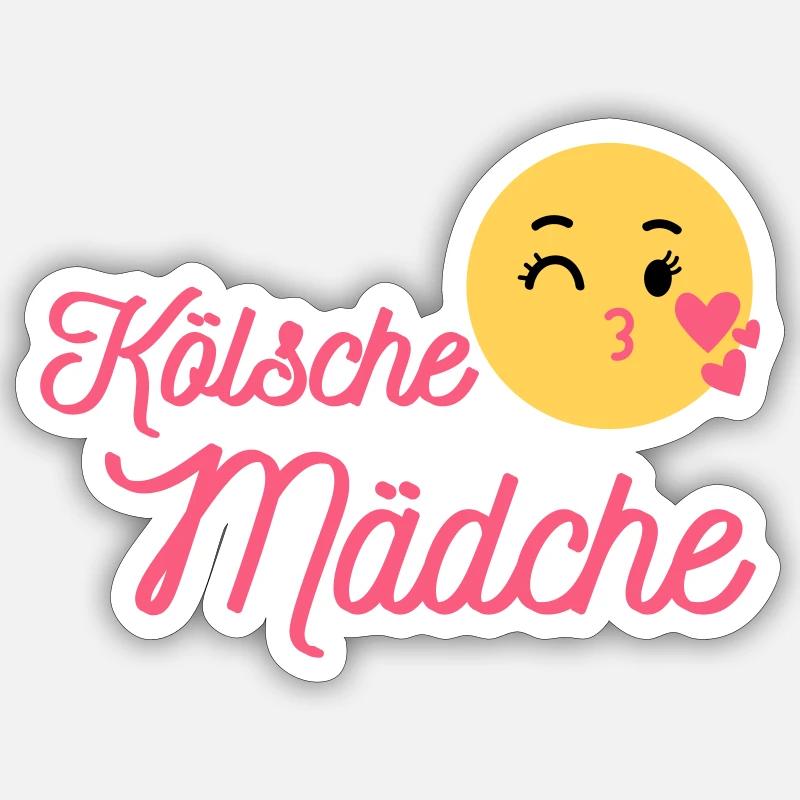 Kölner Karneval - Kölscher Mädchen - Kölle Alaaf - Sticker Größe S (10 x 10 cm) - Mattweiß