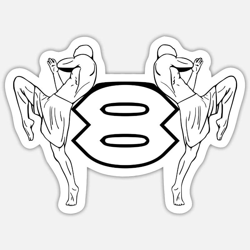 Boxe thaïlandaise - Sticker taille S (10 x 10 cm) - blanc mat