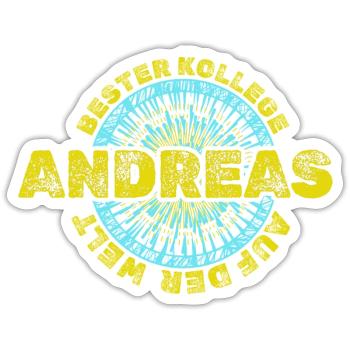Arbeitskollege Andreas - Sticker Größe S (10 x 10 cm) - Mattweiß - Vorne