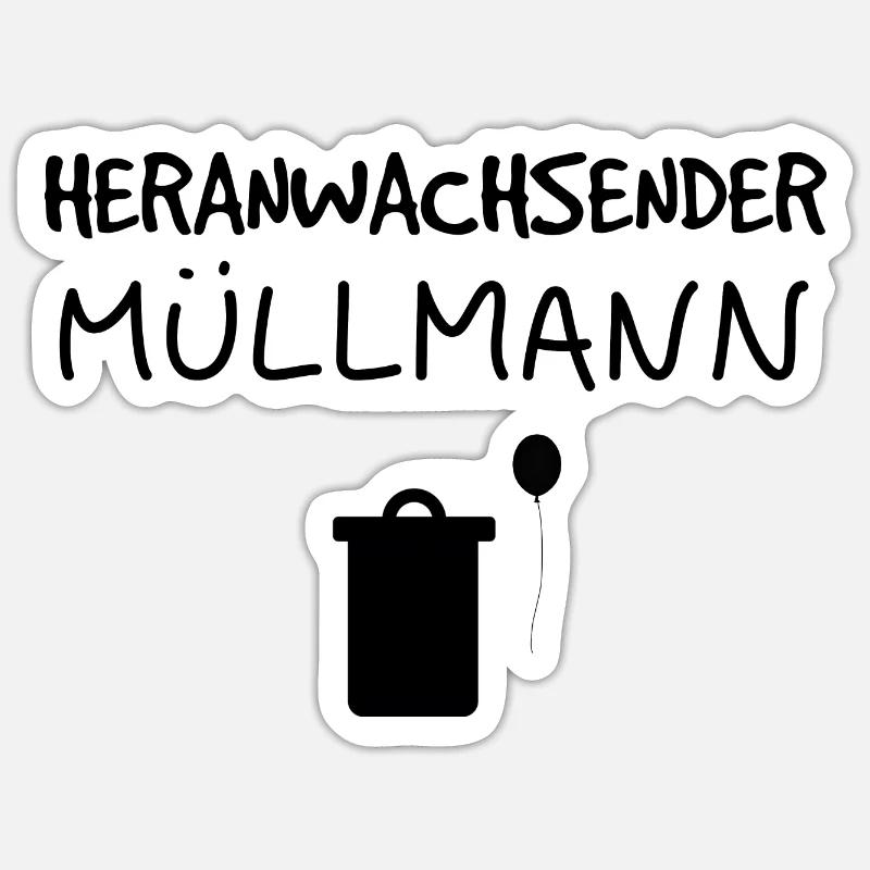 Heranwachsender Müllmann - Sticker Größe S (10 x 10 cm) - Mattweiß