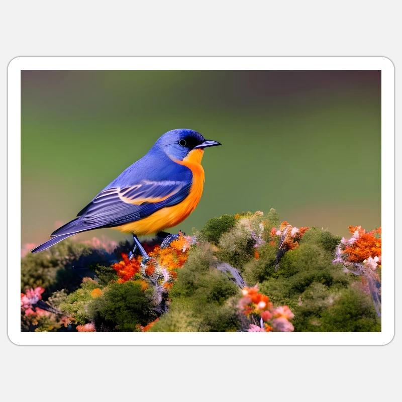 L’oiseau bleu vous regarde - Sticker taille S (10 x 10 cm) - blanc mat